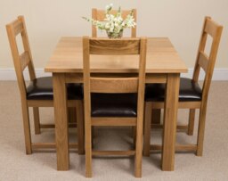 Rackhams Oslo 90 x 90cm Small Square Oak Dining Set with 4 Lincoln Oak Chairs - 1 - Natural Oak - 4 chairs - thumbnail 3