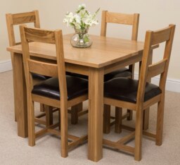 Rackhams Oslo 90 x 90cm Small Square Oak Dining Set with 4 Lincoln Oak Chairs - 1 - Natural Oak - 4 chairs - thumbnail 2