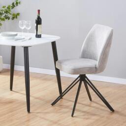 Rackhams Pair of Aspen Luxury Upholstered Swivel Dining Chairs - Grey