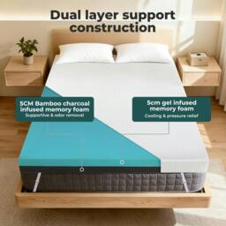 Rackhams 4 Inch Mattress Topper King Cooling Memory Foam Pressure Relief Non Slip - thumbnail 4
