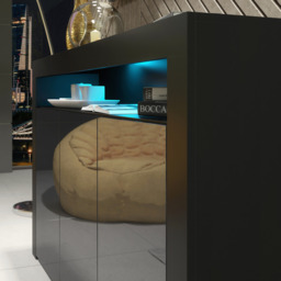 Rackhams 155cm Sideboard TV Stand Cupboard Cabinet – Black High Gloss Doors with Free LED - 155cm  - Black Matt Body & Black Gloss Doors -  MDF/Chipboard - thumbnail 5