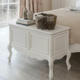 Rackhams Juliette Wooden Carved Blanket Box French Bedroom Storage Assembled - White - thumbnail 1