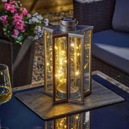 "Rackhams Firefly Star Lantern 60 Warm White LED Solar Bronze Outdoor Garden Hanging Light - 1 x " - thumbnail 3