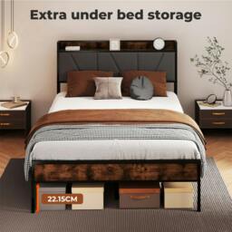 Rackhams Heavy Duty Bed Frame Metal Platform with Storage Headboard Single Double - 3FT Single - thumbnail 5
