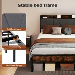 Rackhams Heavy Duty Bed Frame Metal Platform with Storage Headboard Single Double - 3FT Single - thumbnail 6