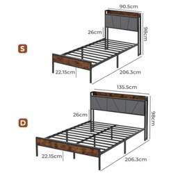 Rackhams Heavy Duty Bed Frame Metal Platform with Storage Headboard Single Double - 3FT Single - thumbnail 4