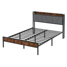 Rackhams Heavy Duty Bed Frame Metal Platform with Storage Headboard Single Double - 3FT Single - thumbnail 2