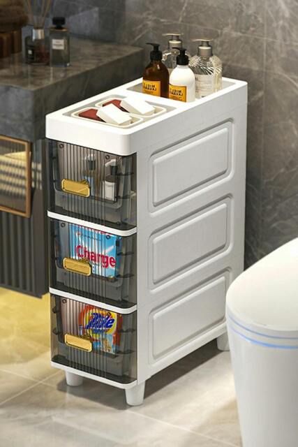 Rackhams 4 Tier Freestanding Storage Cabinet Stylish Drawer Organizer Bathroom Storage Cupboard - image 1