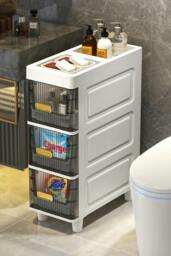 Rackhams 4 Tier Freestanding Storage Cabinet Stylish Drawer Organizer Bathroom Storage Cupboard - thumbnail 1
