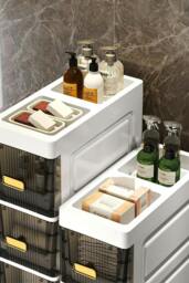 Rackhams 4 Tier Freestanding Storage Cabinet Stylish Drawer Organizer Bathroom Storage Cupboard - thumbnail 3
