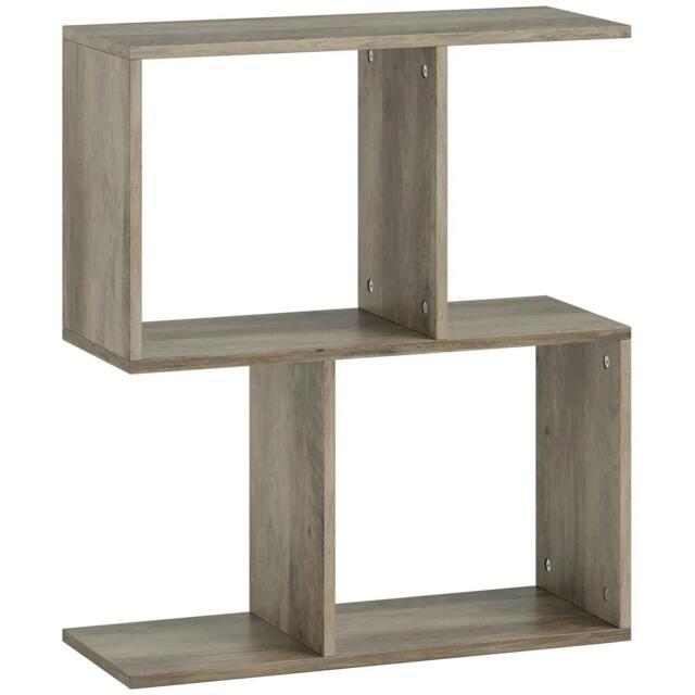Rackhams Side Table, Narrow End Table with Storage Shelves, S-Shaped, 3-Tier, 50W x 19.5D x 58H cm, Grey