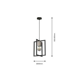 Rackhams Ralph Pendant Lamp 1XE27 Habd Made Industrial Chic Lamp With Natural Wood Giving The Look Of Stone And Rugged Metal - thumbnail 2