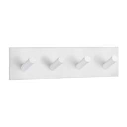 Rackhams White Stainless Steel Quadruple Towel Hook (180 x 45mm) Self Adhesive Bathroom Wall Mounted
