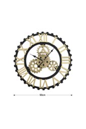 Rackhams 50Cm Retro Gear Silent Wall Clock - Gold - thumbnail 6