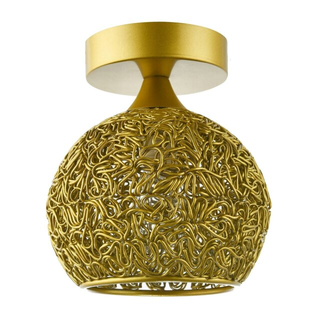 Rackhams Modern Satin Gold Ceiling Light Fitting with Twisting Metal Shade - image 1