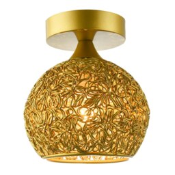 Rackhams Modern Satin Gold Ceiling Light Fitting with Twisting Metal Shade - thumbnail 5