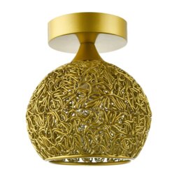 Rackhams Modern Satin Gold Ceiling Light Fitting with Twisting Metal Shade - thumbnail 1