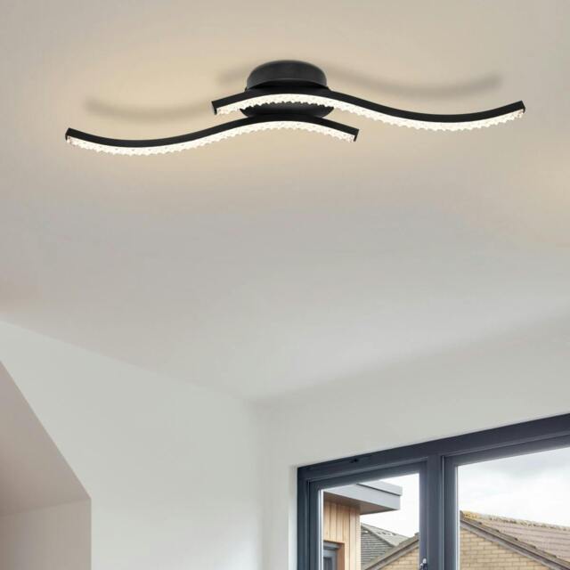 Rackhams Kenworth 2 Light Integrated LED Wavy Ceiling Light - Matt Black - image 1