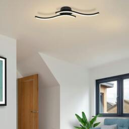Rackhams Kenworth 2 Light Integrated LED Wavy Ceiling Light - Matt Black - thumbnail 2