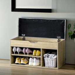 Rackhams Industrial Shoe Storage Bench With Cushion Seat Oak - thumbnail 2