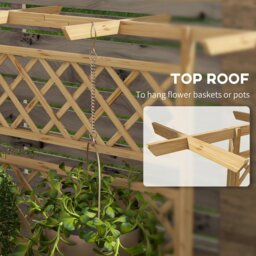 Rackhams Wooden Trellis Planter, Raised Garden Bed for Climbing Plants, Natural - thumbnail 5