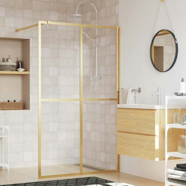Rackhams Walk-in Shower Wall with Clear ESG Glass Gold 118x195 cm