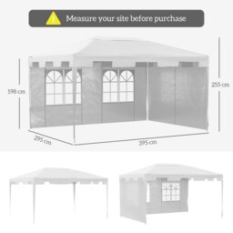 Rackhams 3 x 4 m Garden Gazebo Outdoor Canopy Marquee Party Tent White - thumbnail 6
