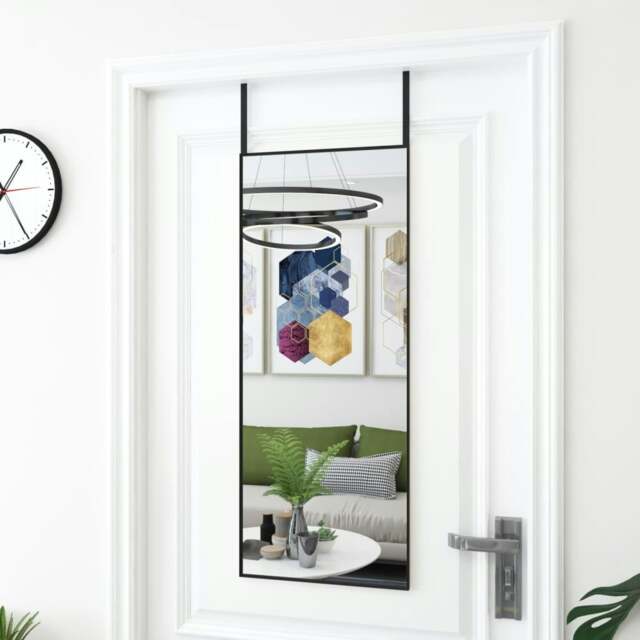 Rackhams Door Mirror Black 40x100 cm Glass and Aluminium