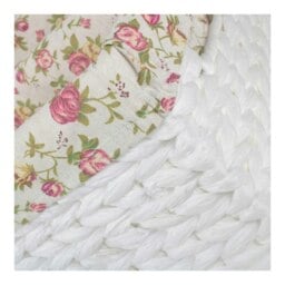 Rackhams White Paper Rope Rectangular Storage Basket with Garden Rose Cotton Lining - Small - thumbnail 5