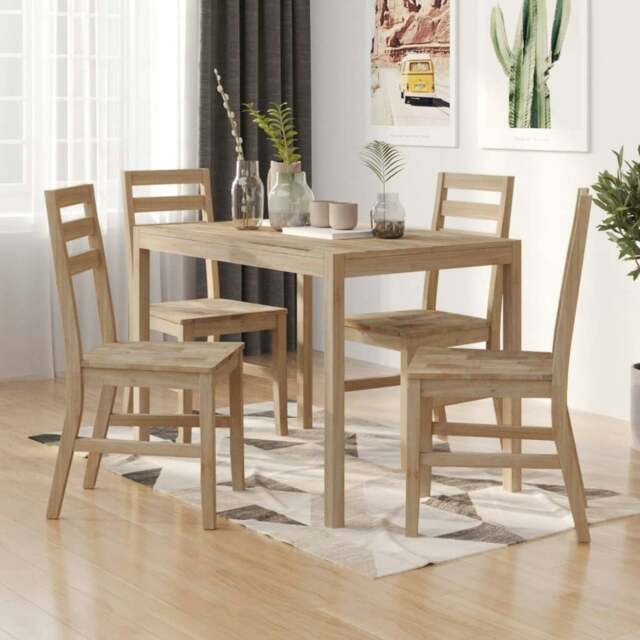 Rackhams 5 Piece Dining Set Solid Wood Acacia