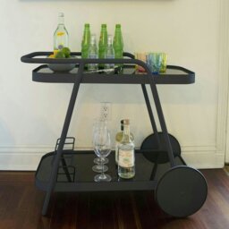 Rackhams Novogratz Barbie Outdoor Bar Cart with Wheels Charcoal - thumbnail 4