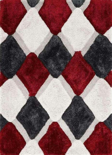 Rackhams 3D Red Geometric Shaggy Rug - 160X230 cm - image 1