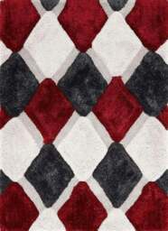 Rackhams 3D Red Geometric Shaggy Rug - 160X230 cm - thumbnail 1