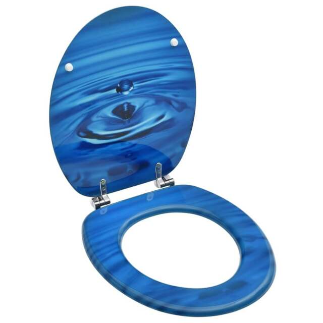 Rackhams WC Toilet Seat with Lid MDF Blue Water Drop Design