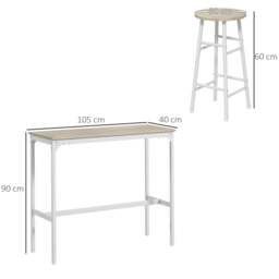 Rackhams 3 Piece Bar Set, Industrial Kitchen and Chair Set Oak - MDF, steel - Oak, White - 3 - thumbnail 4