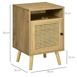 Rackhams Bedside Table Nightstand with Storage Shelf and Door Cupboard, Natural - Natural wood finish - thumbnail 5