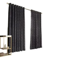 Rackhams Himalaya Jacquard Design Eyelet Curtains (Pair) - Navy - 117x137cm - Navy - 100% Polyester
