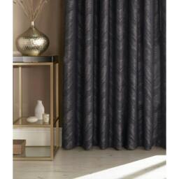 Rackhams Himalaya Jacquard Design Eyelet Curtains (Pair) - Navy - 117x137cm - Navy - 100% Polyester - thumbnail 3