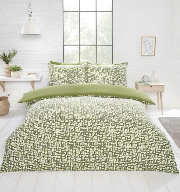 Rackhams Pebbles Geo Green Duvet Cover Set - Double - image 1