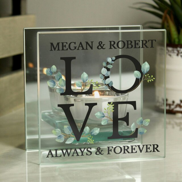 Rackhams Personalised Wedding Mirrored Glass Tea Light Holder - image 1