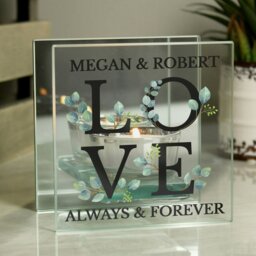 Rackhams Personalised Wedding Mirrored Glass Tea Light Holder - thumbnail 1