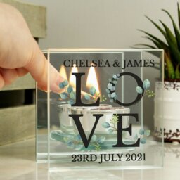 Rackhams Personalised Wedding Mirrored Glass Tea Light Holder - thumbnail 2