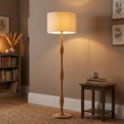 Rackhams Traditional Oak Wood Floor Lamp Base with Sleek Triple Segment Design - thumbnail 6