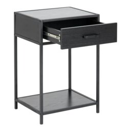 Rackhams Seaford Bedside Table with 1 Drawer in Black - 1 - Black - Manufactured wood,Powder coated Steel - thumbnail 4