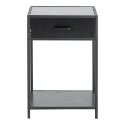 Rackhams Seaford Bedside Table with 1 Drawer in Black - 1 - Black - Manufactured wood,Powder coated Steel - thumbnail 2