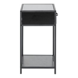 Rackhams Seaford Bedside Table with 1 Drawer in Black - 1 - Black - Manufactured wood,Powder coated Steel - thumbnail 3