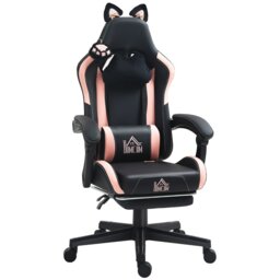 Rackhams Gaming Chair with Footrest, Reclining Computer Chair, Black - Light Blue, White - Gaming Chair - Faux Leather, Sponge - thumbnail 3