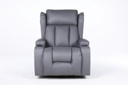Rackhams Copenhagan Leather Manual Recliner Armchair with Heat Massager in Grey - Grey - thumbnail 3