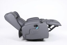 Rackhams Copenhagan Leather Manual Recliner Armchair with Heat Massager in Grey - Grey - thumbnail 6