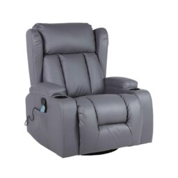 Rackhams Copenhagan Leather Manual Recliner Armchair with Heat Massager in Grey - Grey - thumbnail 2